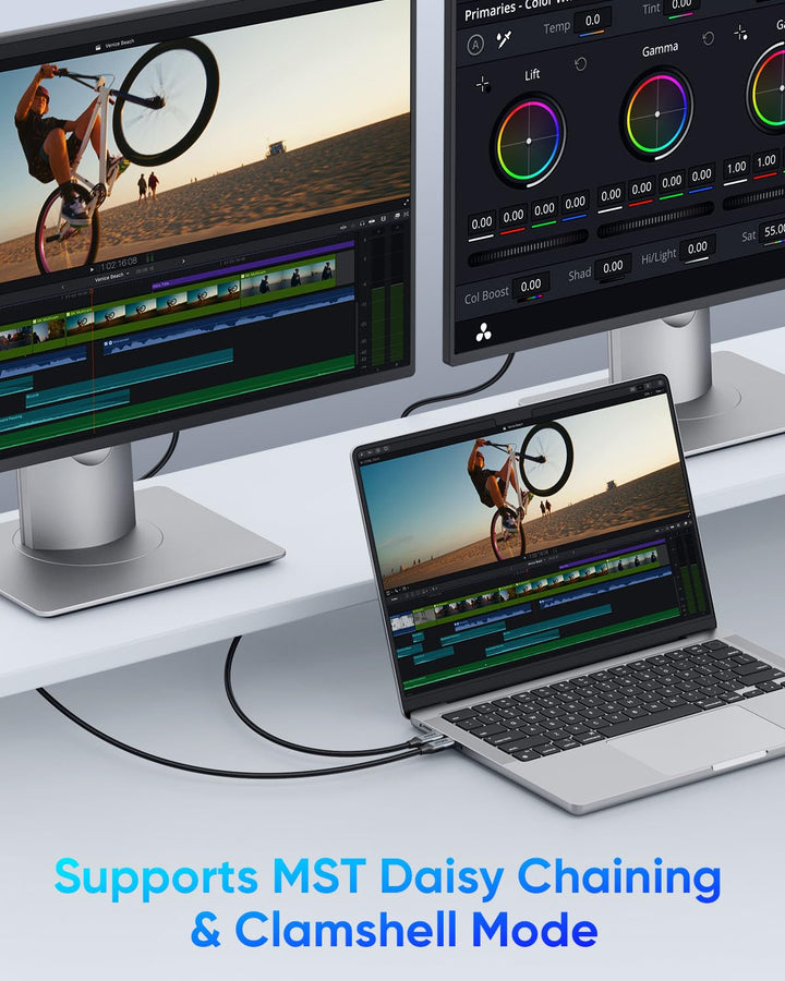SUNGUY USB-C-auf-DisplayPort-Kabel 1.5M, 8K@60Hz 4K@240Hz, USB C auf DP 32.4Gbps unidirektionales ko