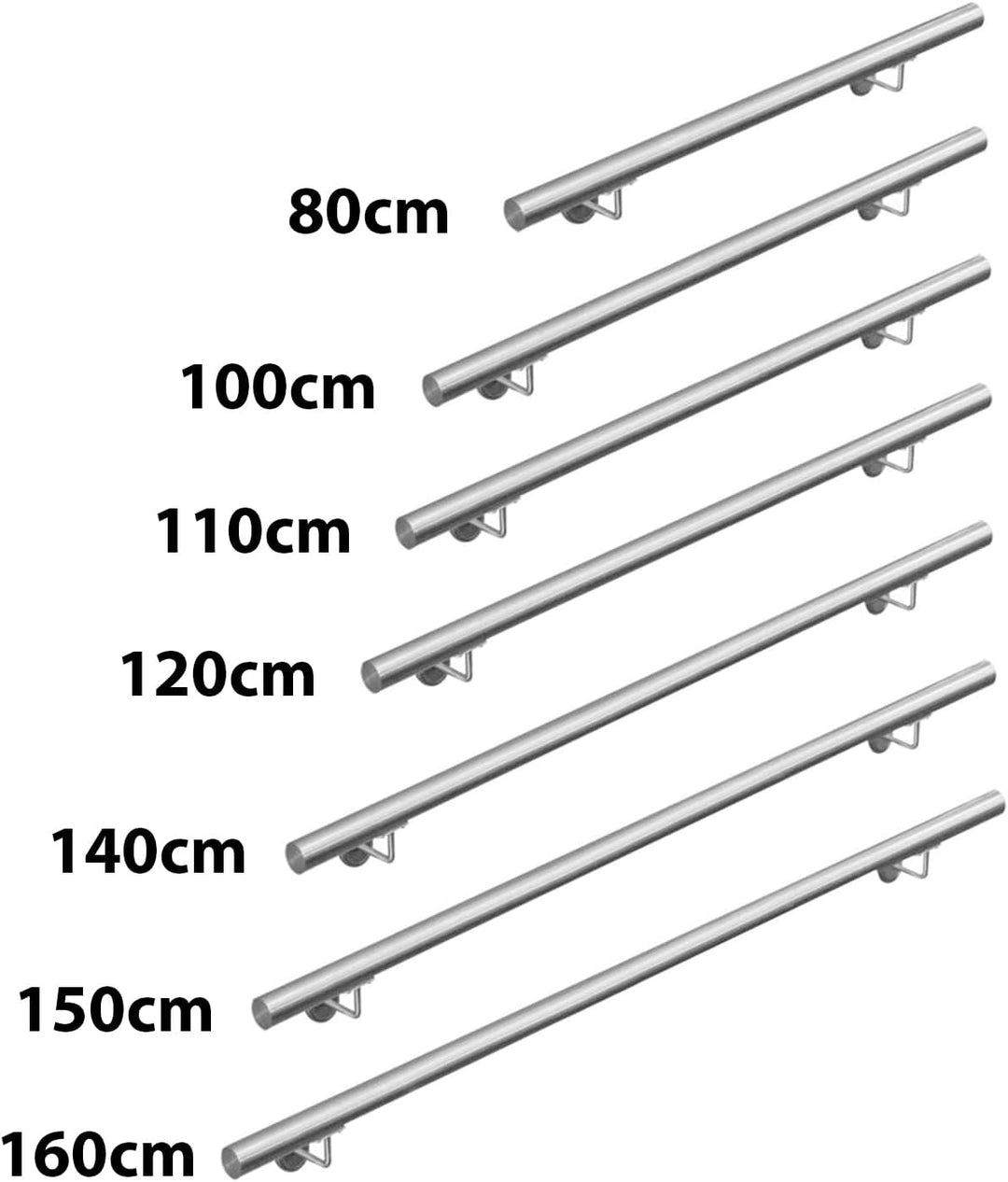 CAVATINY Edelstahl Handlauf Geländer für Treppen Brüstung Balkon - Wandhandlauf Wandhalterung - Inne