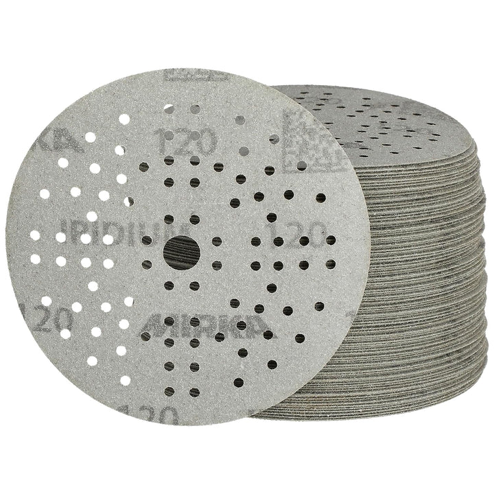 Mirka Iridium Premium-Schleifpapier Ø 125mm Klett 89-Loch, Korn 120, 100 Stk/Zum Schleifen von Lack,