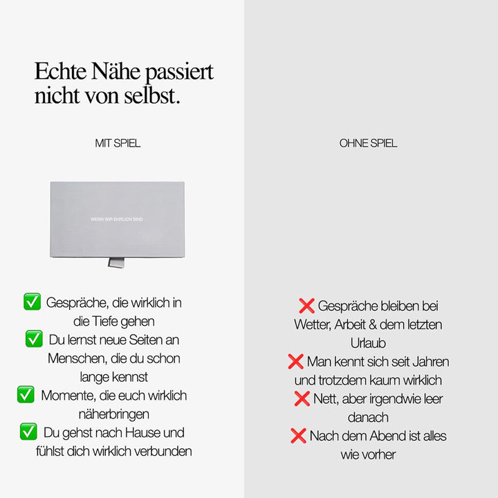 WENN WIR EHRLICH SIND Kartenspiel – 100+ Gesprächskarten für Paare, Freunde &amp; Familie – Emotionale F