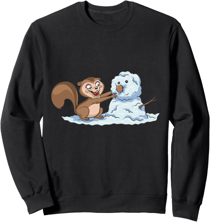 Lustiges Eichhörnchen baut Schneemann Sweatshirt