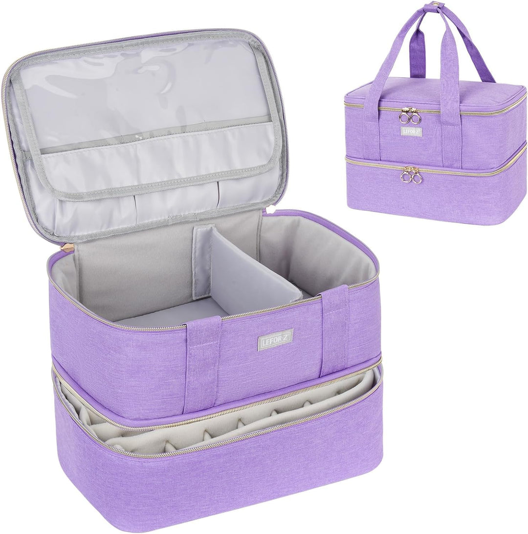 Nagellack Aufbewahrung Tasche - Doppelschichtige Nagellack Tasche Organizer für 40 Flaschen (15 ml-0