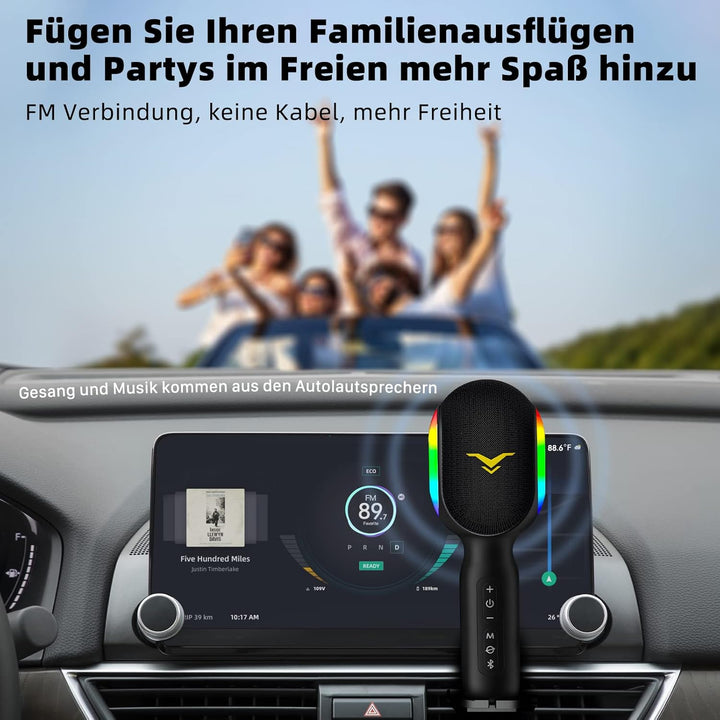 Karaoke Mikrofon, LED Drahtloses Bluetooth Mikrofon, Tragbare LED Kinder Karaoke Mikrofon mit Musik