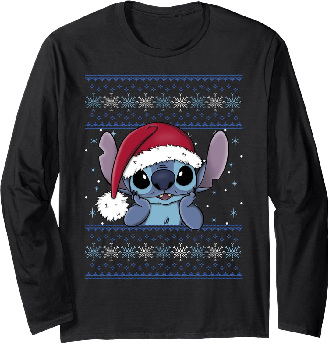 Disney Lilo & Stitch Christmas Stitch Santa Hat Langarmshirt