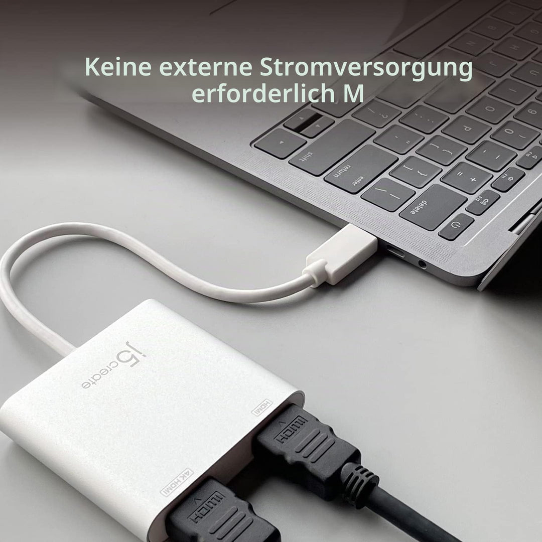 j5create USB auf HDMI Adapter - USB 3.0 auf Dual HDMI Konverter für Zwei Monitore | 4K Ultra HD | fü
