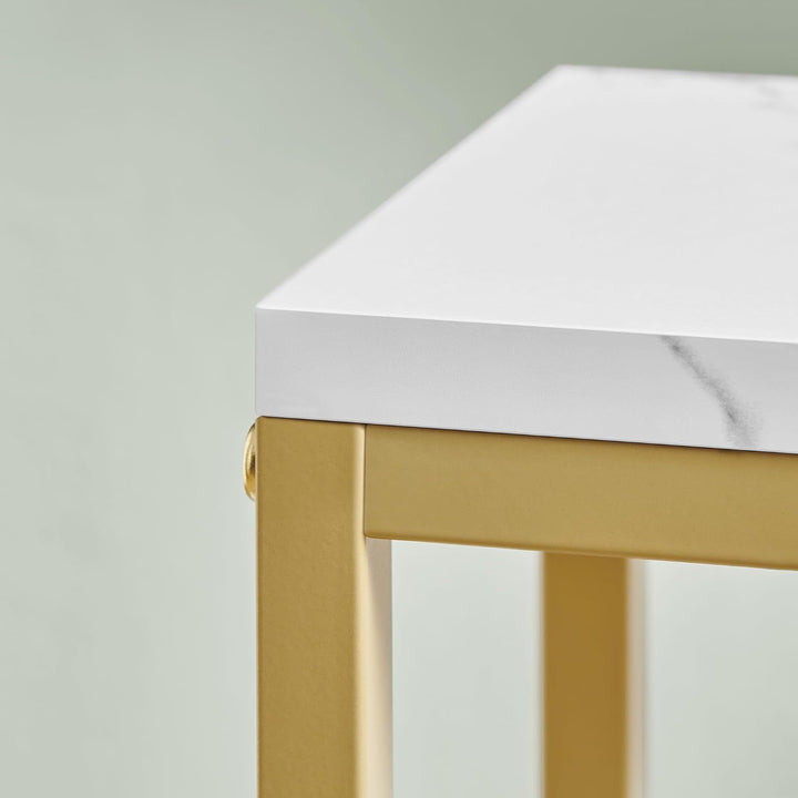 Home Collective Blumentopfregal mit 4 Ebenen in Marmor mit goldenen Beinen für Wohnzimmer Schlafzimm