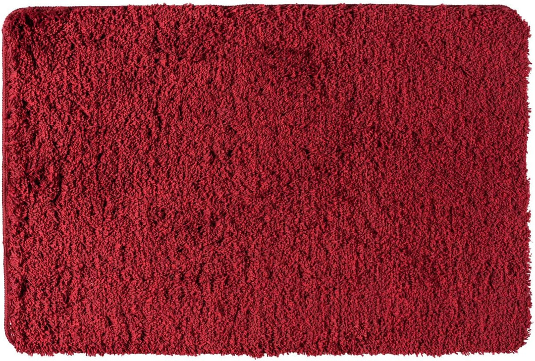WENKO Badteppich Mélange Chili, 60 x 90 cm - Badematte, sicher, flauschig, fusselfrei, Polyester, 60