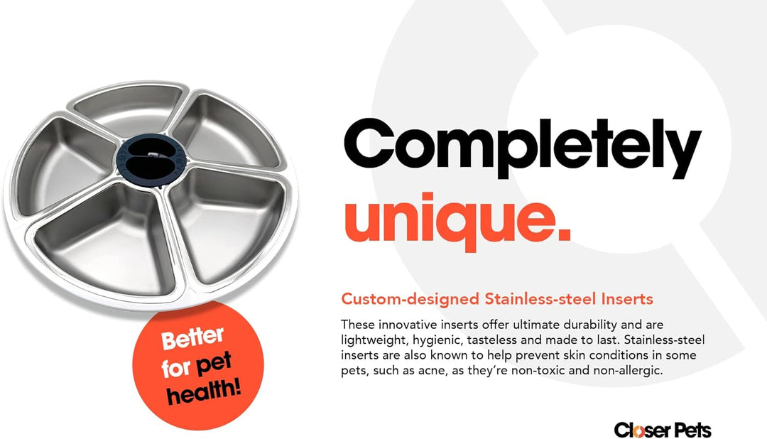 Closer Pets Five-Meal Automatischer Futternapf mit Edelstahl-Einsätzen und Kühlakkus (C500) 5 Meal F