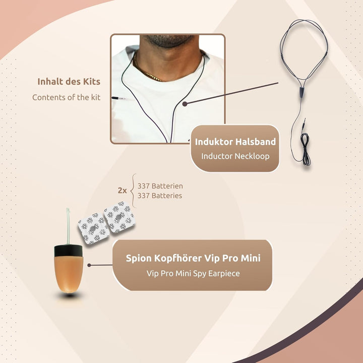 PingaOculto Spion Kopfhörer für Prüfung Mini VIP Pro Unsichtbare Kopfhörer für Handy mit Mikrofon -