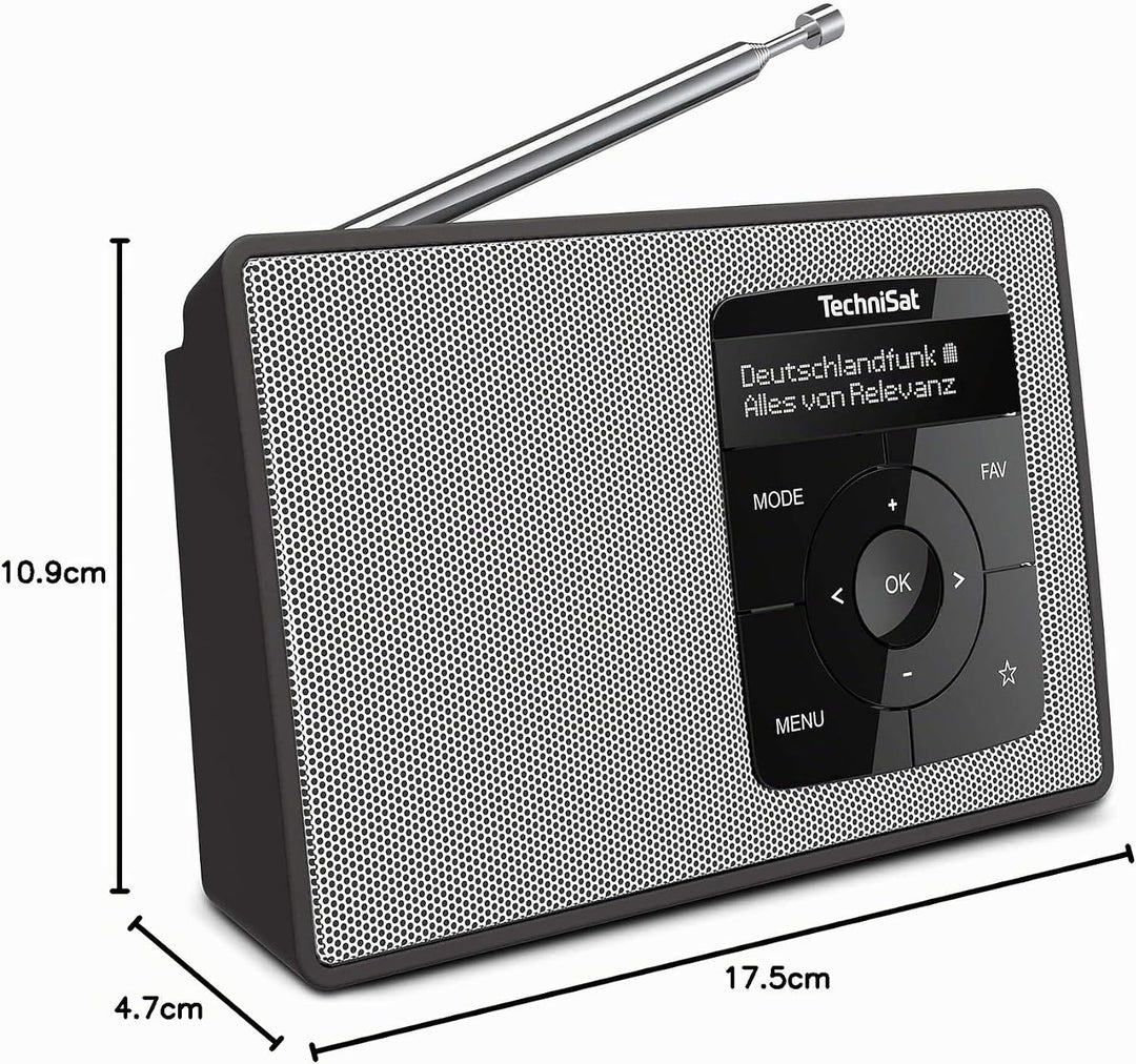 TechniSat DIGITRADIO 2 - Tragbares DAB+/UKW-Radio mit Akku (mit Bluetooth Audiostreaming, Weckfunkti