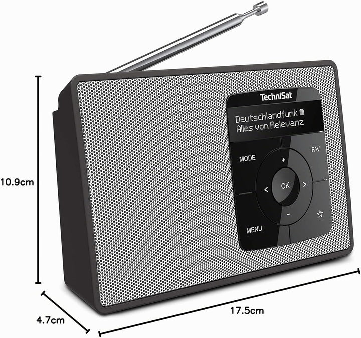 TechniSat DIGITRADIO 2 - Tragbares DAB+/UKW-Radio mit Akku (mit Bluetooth Audiostreaming, Weckfunkti