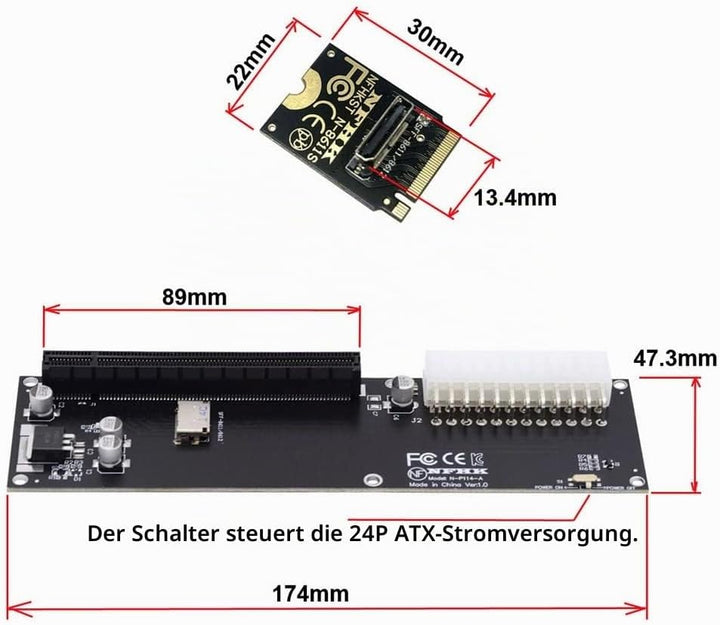 xiwai Oculink SFF-8611 Datenkabel, PCI-E 3.0 Karte - PCI Express M.2 M-Key auf SFF-8612 Host Adapter