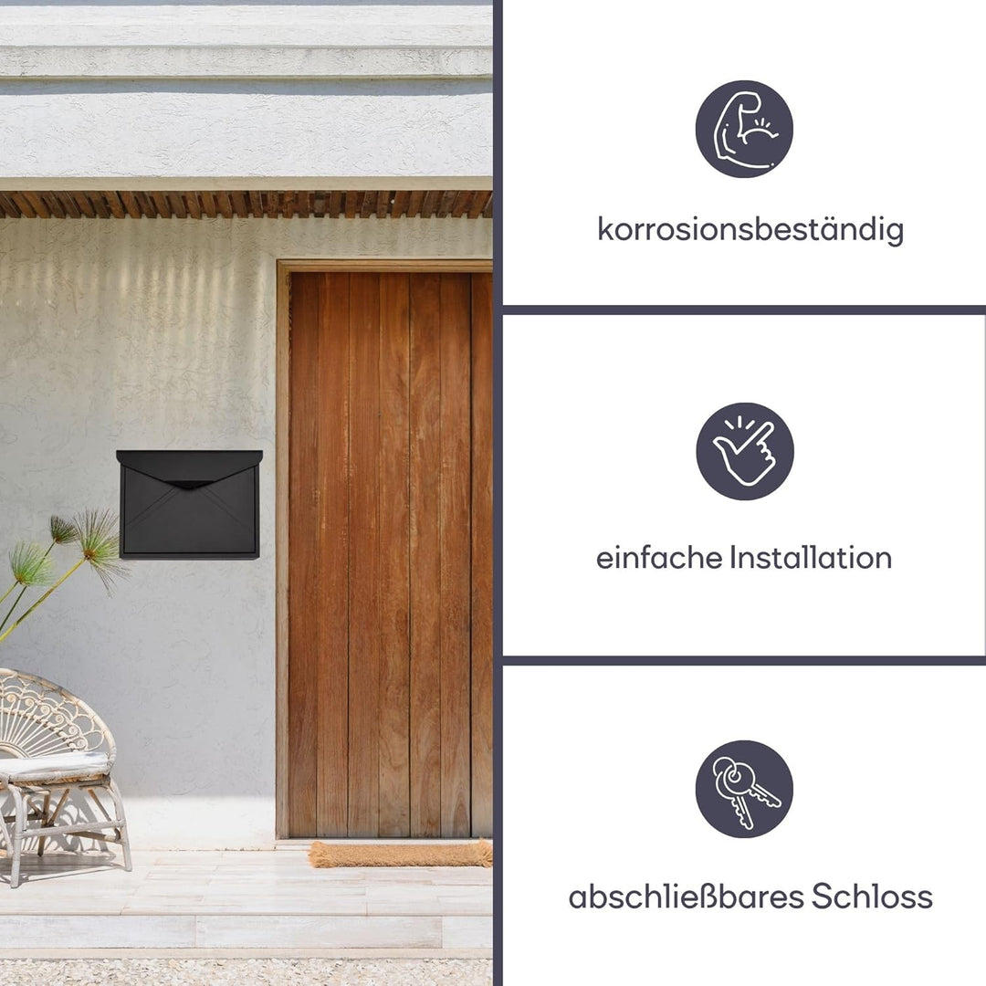 Perel Briefkasten Verona, Wandmontage oder freistehend, inkl. 2 Schlüssel, Abmessungen (H x B x T) 3