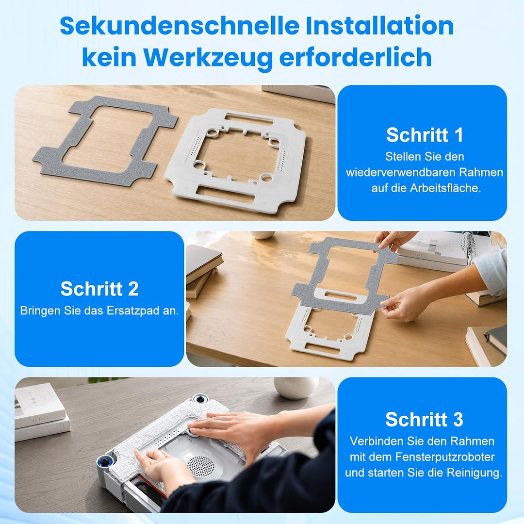 Reinigungstuch Ersatzteile für Ecovacs Winbot W3 Omni Fensterputzroboter | Waschbare Mikrofaser Wisc