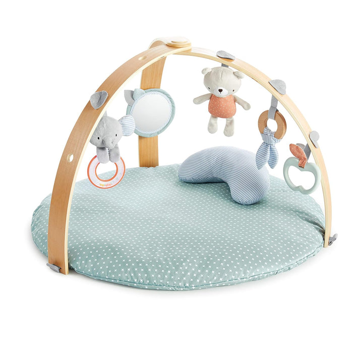 Ingenuity, Cozy Spot Loamy Spielmatte mit Spielbogen aus Holz, Spieldecke mit abnehmbaren Spielzeuge