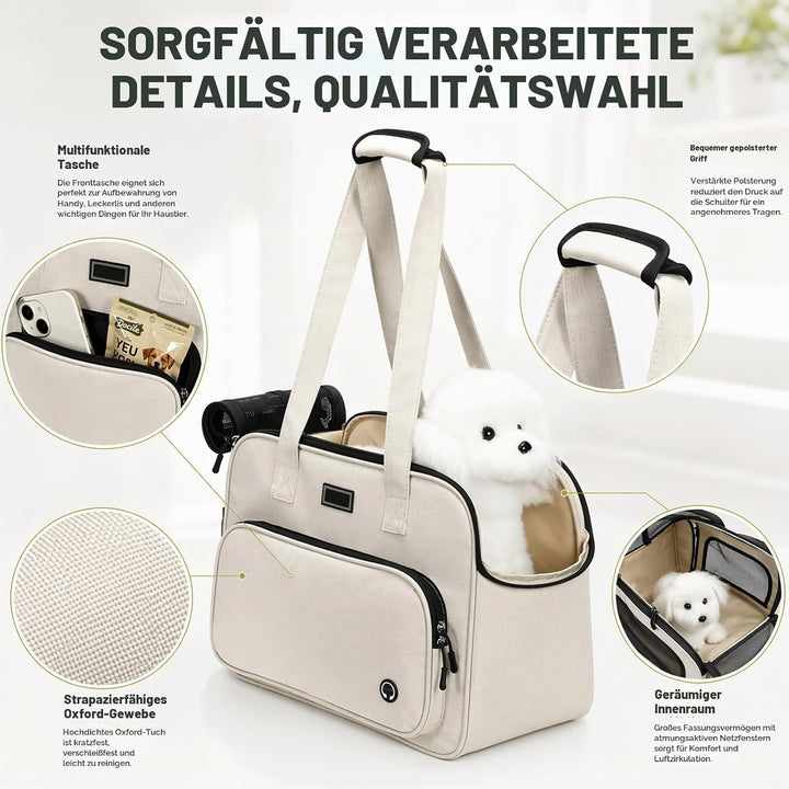 Hundetasche für kleine Hunde bis 5kg 6kg &amp; Katzen - Faltbare Hundetrage Tasche Flugzeug, Leichte Atm