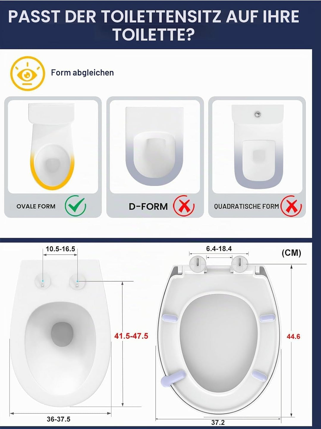 YEAUPE PRO Toilettendeckel mit Absenkautomatik, WC Sitz mit Quick-Release-Funktion und Softclose Abs