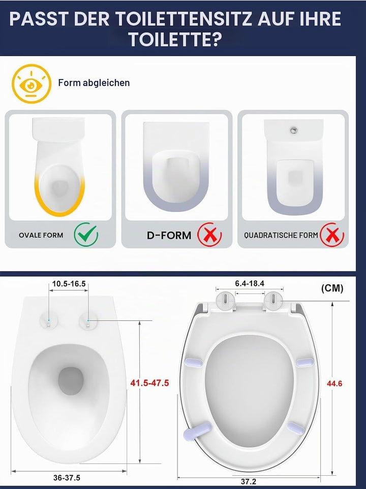 YEAUPE PRO Toilettendeckel mit Absenkautomatik, WC Sitz mit Quick-Release-Funktion und Softclose Abs