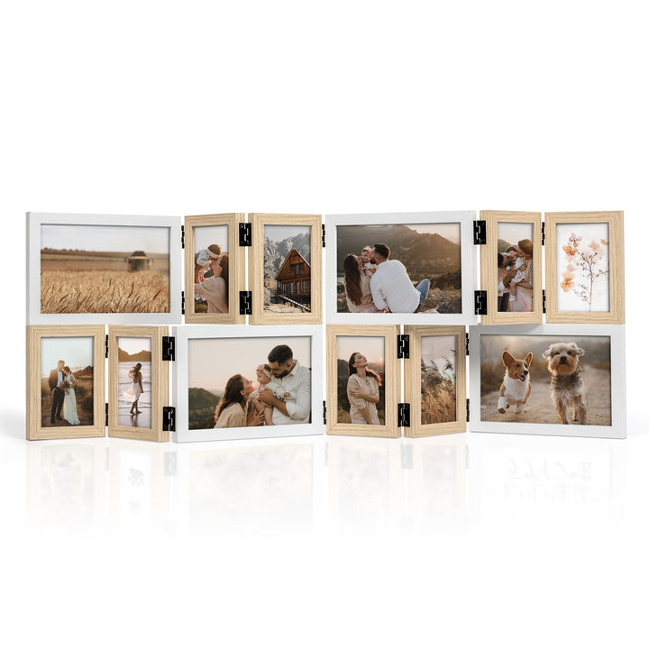 SUMGAR Bilderrahmen Collage Holz Weiss Mehrere 10x15 Fotorahmen Tischrahmen Wandrahmen mit HD Glas M