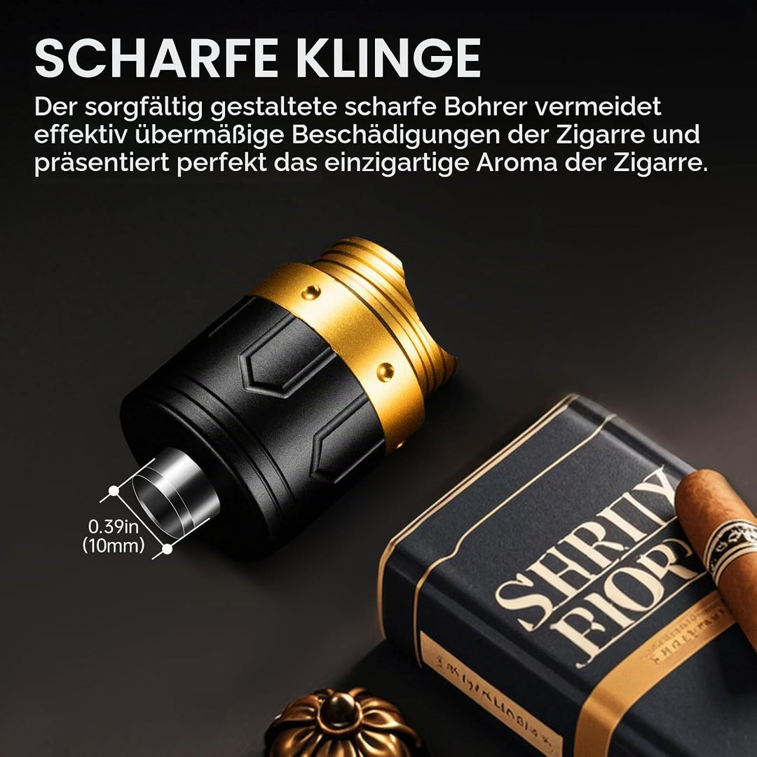 Zigarrenetui 3-in-1 Edelstahl Zigarrenrohr mit Hygrometer, Zigarrenpunsch und Zigarrenhalter, langle