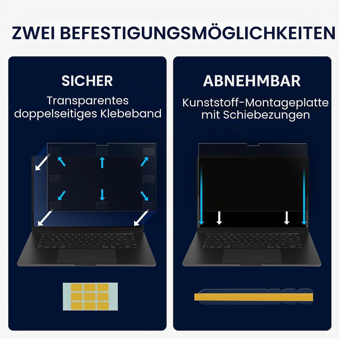 kwmobile Sichtschutzfolie für Apple MacBook Air 13 M4 2025 A3240 Folie - Blickschutzfolie Privacy Sc