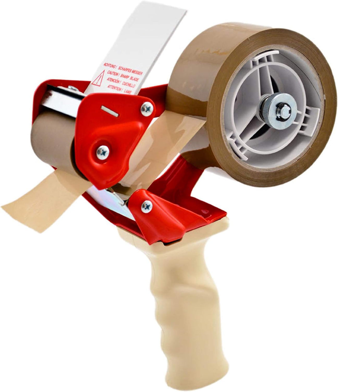 KLEBESHOP24 Packbandabroller bis 50 mm Breite | Mit langlebigem Messer, ergonomischem Griff und eins
