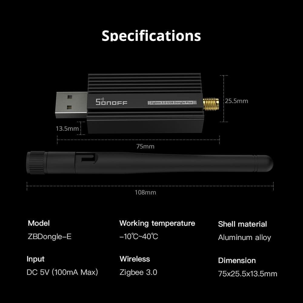 SONOFF Zigbee Gateway, ZBDongle-E USB Zigbee 3.0 USB Dongle Plus,EFR32MG21 + CH9102F Zigbee USB-Stic