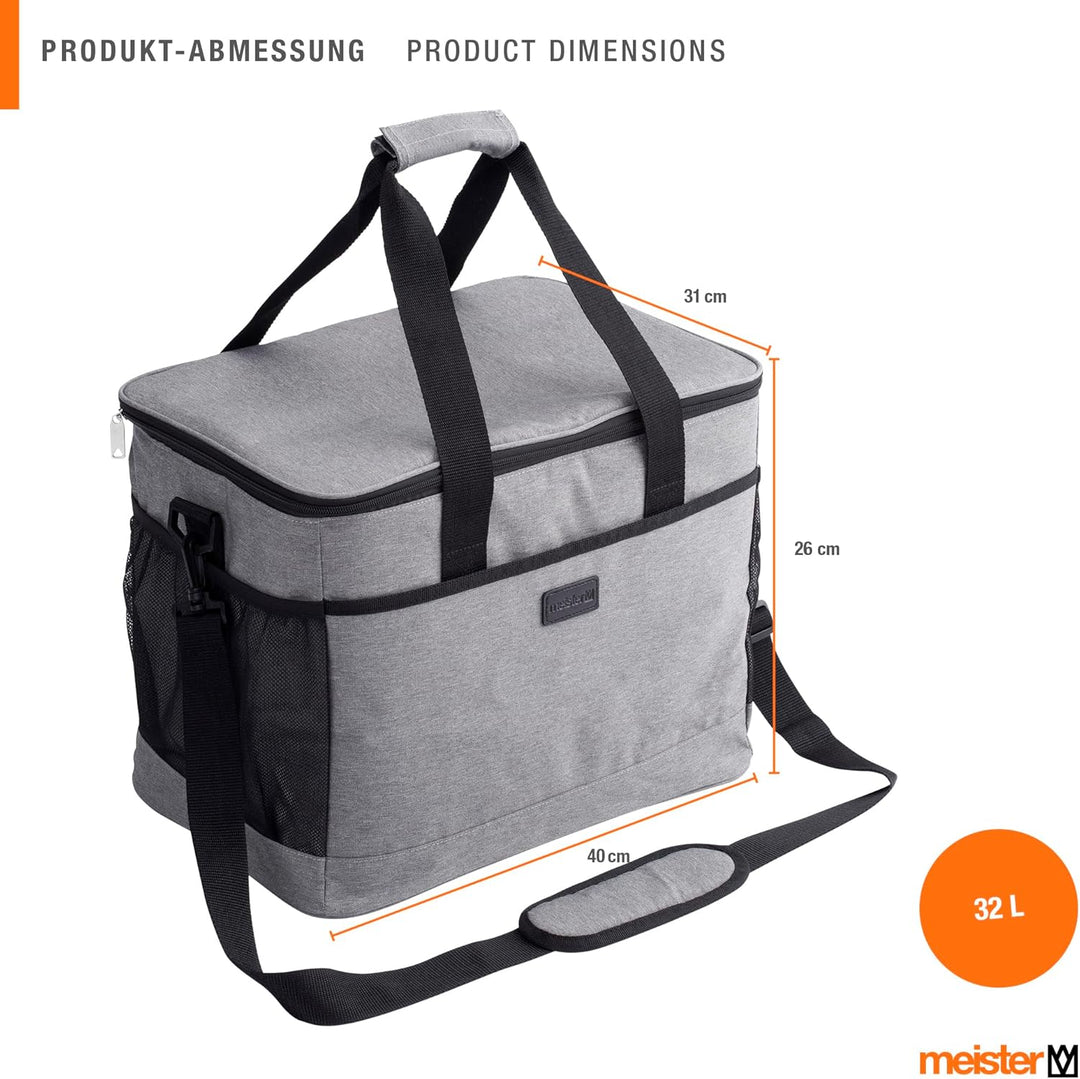 Meister Kühltasche 40 x 26 x 31 cm - 32 Liter Fassungsvermögen - Kühlende Isolierung - Mit Schultert