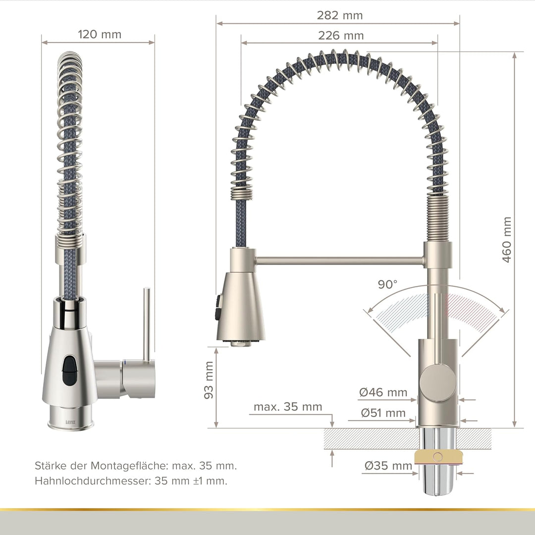 Lenz KALANI² Küchenarmatur mit Pendelbrause nickel-matt 46070322, Nickel-matt