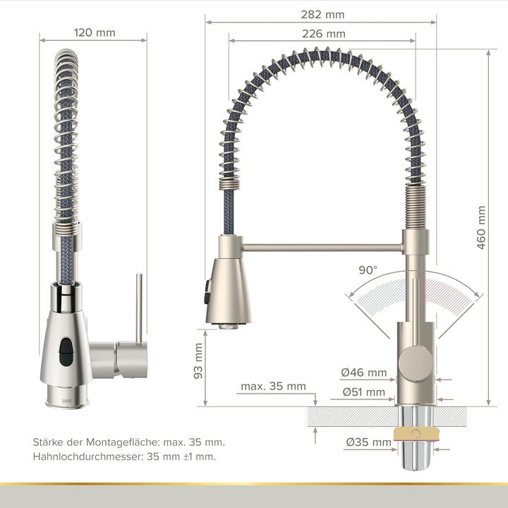 Lenz KALANI² Küchenarmatur mit Pendelbrause nickel-matt 46070322, Nickel-matt