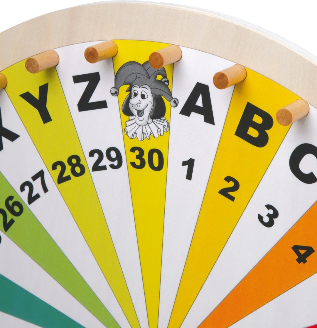 small foot Glücksrad aus Holz, auf jeder Tischplatte spielbar, Spielspass für die ganze Familie, ab