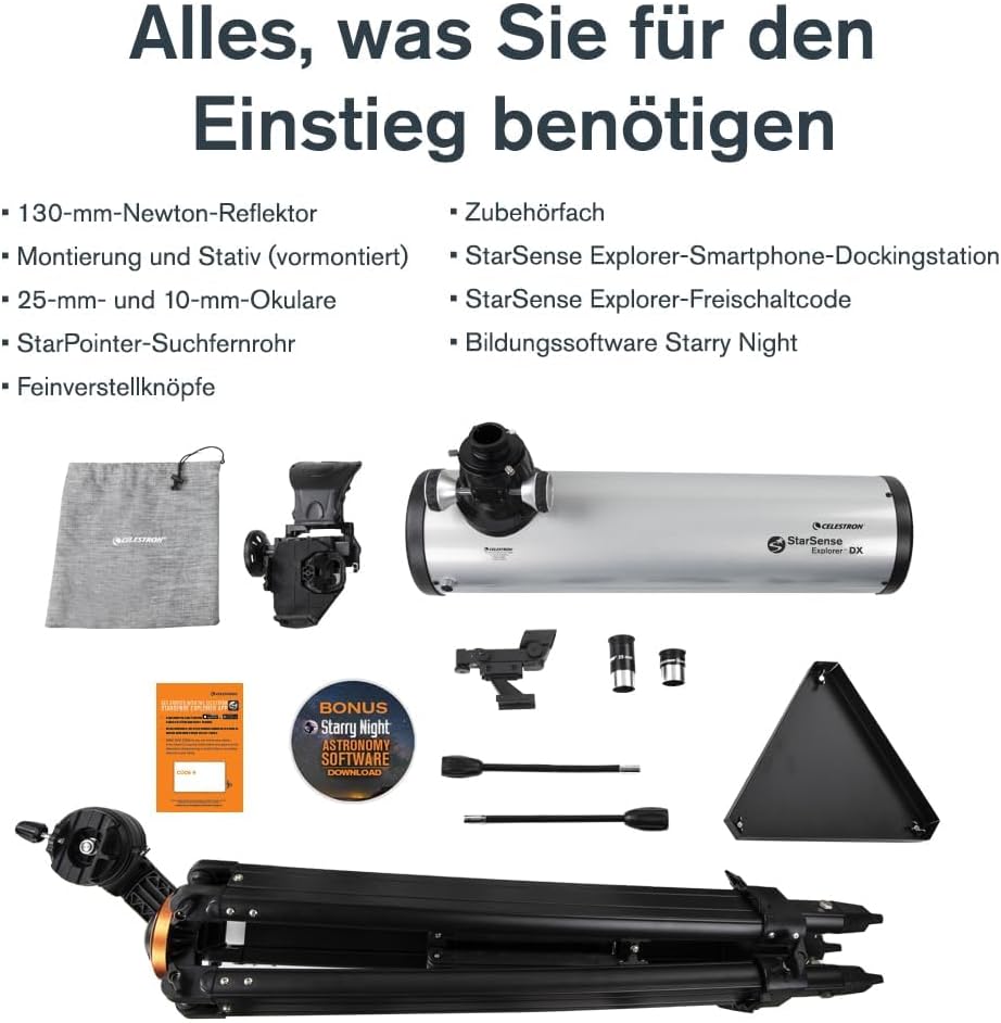 Celestron 22461 StarSense Explore DX 130 Newtonsches Spiegelteleskop mit Smartphone-App-fähiger Tech