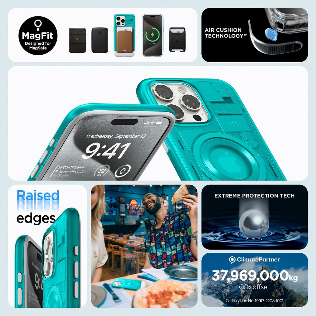 Spigen Classic C1 MagFit Hülle Kompatibel mit iPhone 15 Pro Kompatibel mit MagSafe -Bondi Blue, Bond