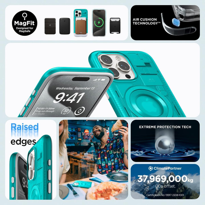 Spigen Classic C1 MagFit Hülle Kompatibel mit iPhone 15 Pro Kompatibel mit MagSafe -Bondi Blue, Bond