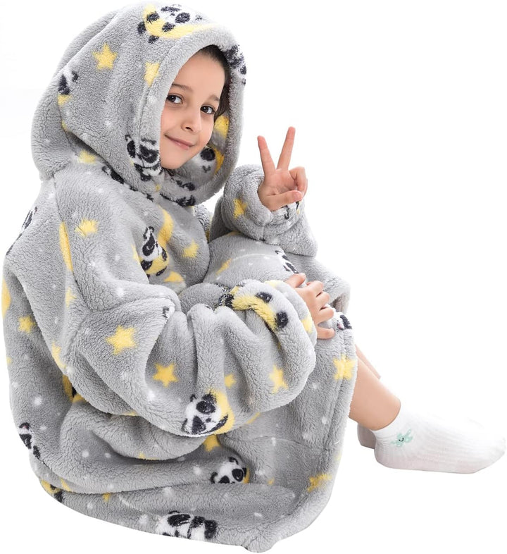 Ruiuzioong Kinder Übergrosse Kapuzenpullover,Super Weich Warmes Bequeme Tragbare Decken Sweatshirt f