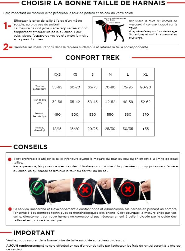 Trek I-Dog Comfort Geschirr, Rot (L), L