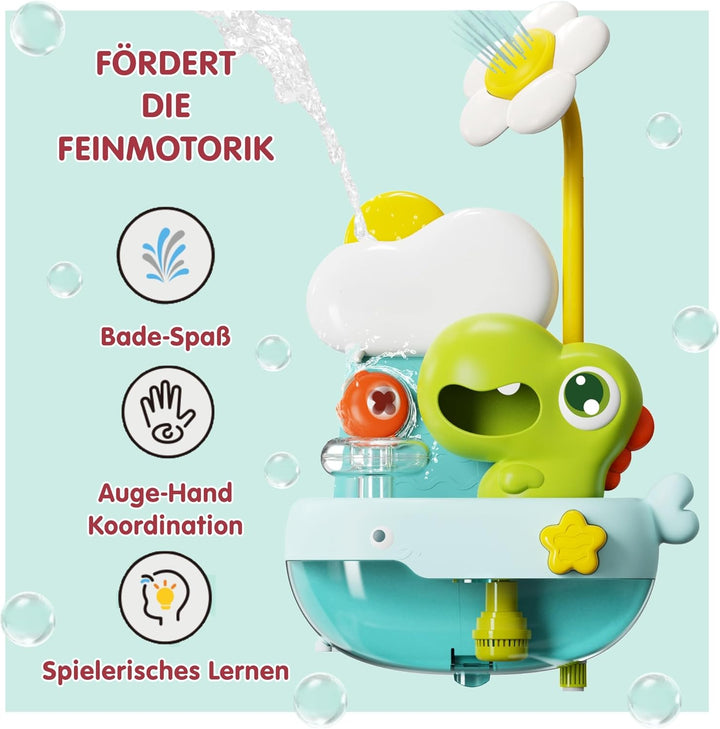 Schaum-Dinosaurier mit Babydusche, Badespielzeug mit Seifenblasen, Badewannenspielzeug, Baby-Wassers