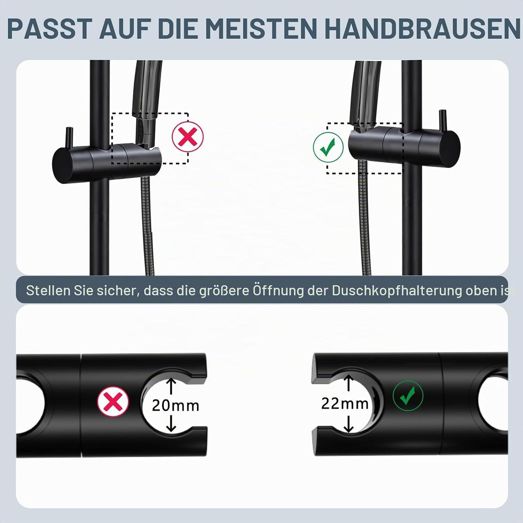DETBOM Duschstange Schwarz 90cm, Edelstahl Brausestange mit Duschkopfhalterung 360°Drehbar,Duschstan