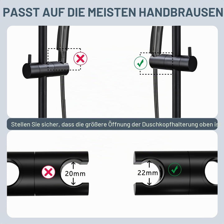 DETBOM Duschstange Schwarz 90cm, Edelstahl Brausestange mit Duschkopfhalterung 360°Drehbar,Duschstan