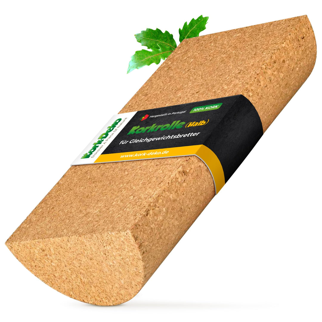 Halbe Balanceboard-Rolle aus Kork | halbe Kork-Rolle | Rolle für Gleichgewichtsbretter | 30x15x7,5cm