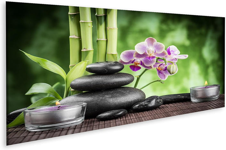 islandburner Bild auf Leinwand Spa Konzept Zen Basaltsteinen Orchidee Und Kerzen Bilder Wandbilder P