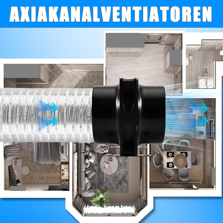 Joycabin 100mm Rohrventilator Abluftventilator Rohrlüfter mit Geschwindigkeitsregler, Rohrventilator