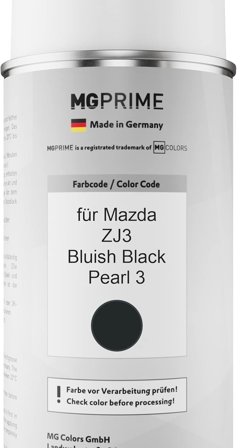 MG PRIME Autolack Sprühdosen Set für Mazda ZJ3 Bluish Black Pearl 3 Basislack Klarlack Spraydose 400