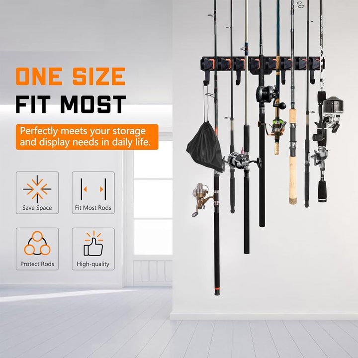Angelrutenhalter für Garage mit Federgriff Design, Fishing Rod Rack Wand Angel Rutenhalter Vertikale