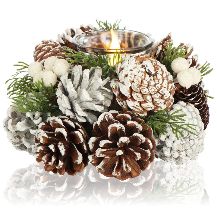 COM-FOUR® Teelichthalter - dekorativer Kerzenständer für Weihnachten und Herbst - Kerzenhalter mit n