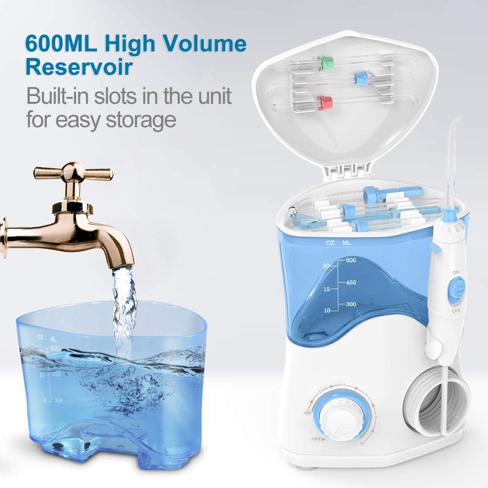 TUREWELL Elektrische Munddusche, Profi-Munddusche mit 10 einstellbaren Wasserdruckwerten, 600ml Fass