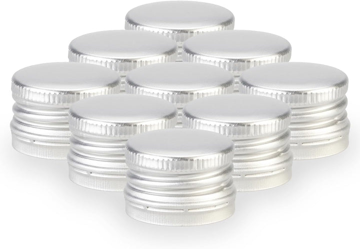 100 Stück Aluminium Schraubverschluss 28/18 mm Silber – Dicht, wiederverwendbar, Flaschenverschluss