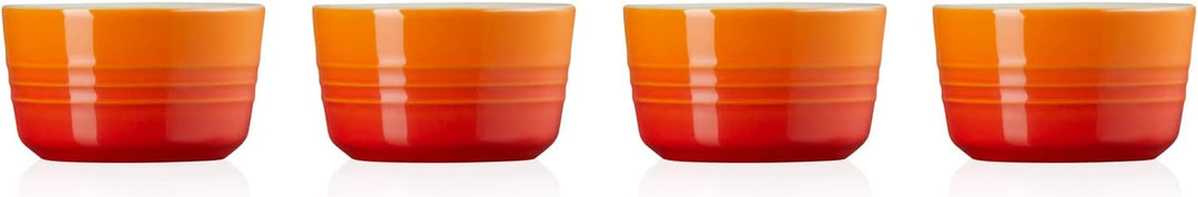 Le Creuset 4-er Set Mini Förmchen aus Steinzeug, je 100 ml, Ofenrot, 79109100900000 4er-Set Ofenrot,