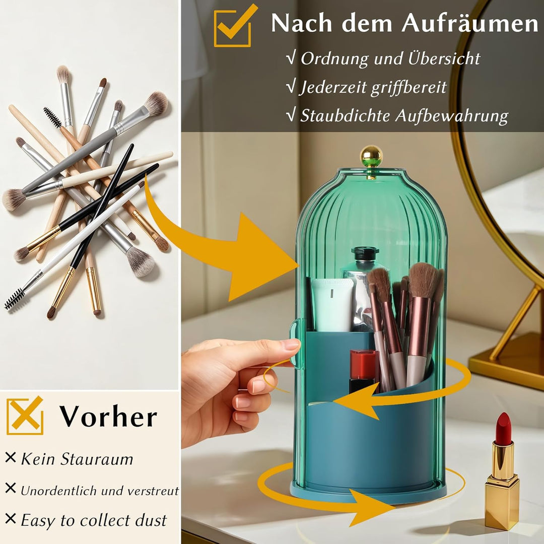 FAVORTALK Make Up Kosmetik Organizer, 360 Drehbarer Make-up-Pinselhalter, Organizer, Transparent, St
