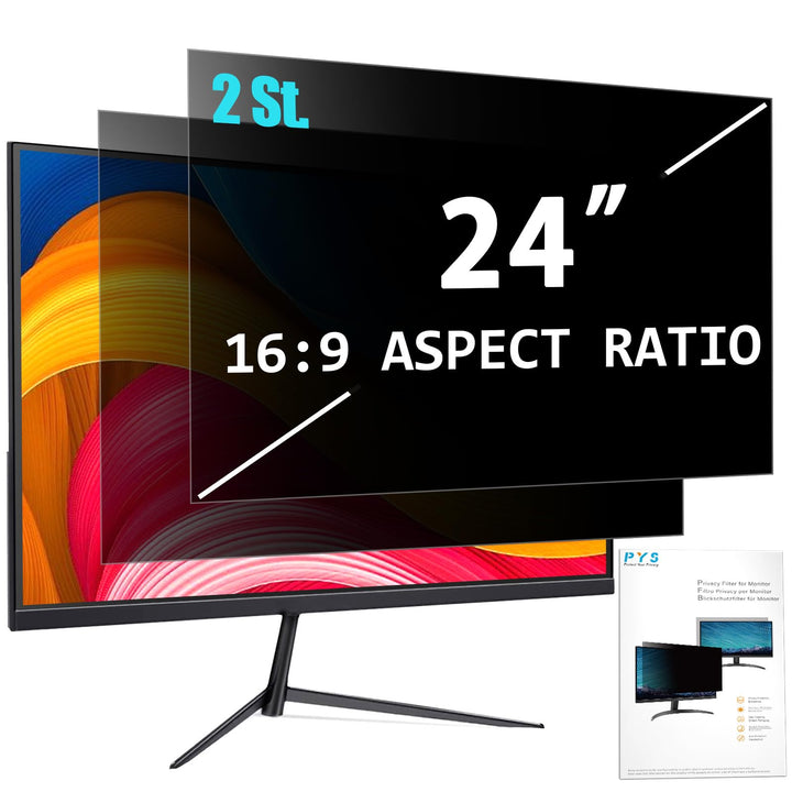 PYS 2 Stück 24 Zoll Bildschirm Blickschutzfilter für Computer Monitor 16:9 Seitenverhältnis, Anti-Bl